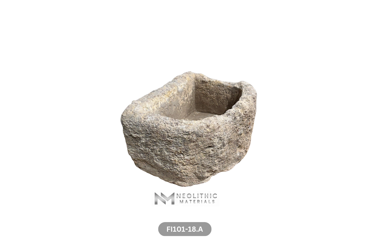 Antique French Limestone Half Moon Trough - Image 6